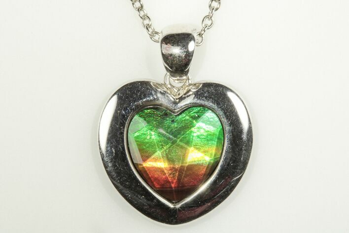 Gorgeous Heart-Shaped Ammolite Pendant - Sterling Silver #205908